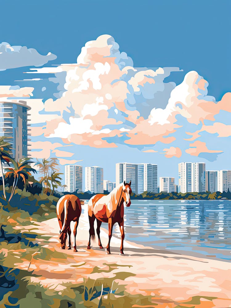 Horse Painting In Miami Beach Post Impressionism Style 14