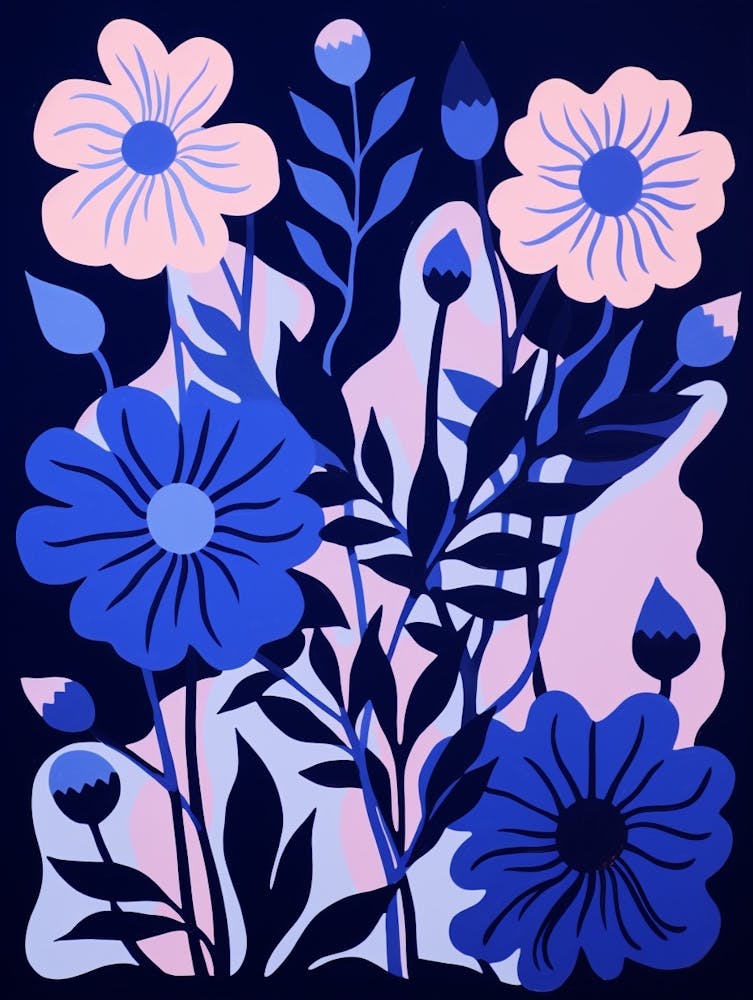 Blue Flower Illustration Asters 1
