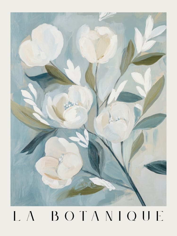 Abstract floral prints in soft pastel blue tones in a modern botanical aesthetic – gouache painting in the style of Henri Matisse – minimalist nature art perfect for contemporary decor, modern living rooms, elegant bedrooms