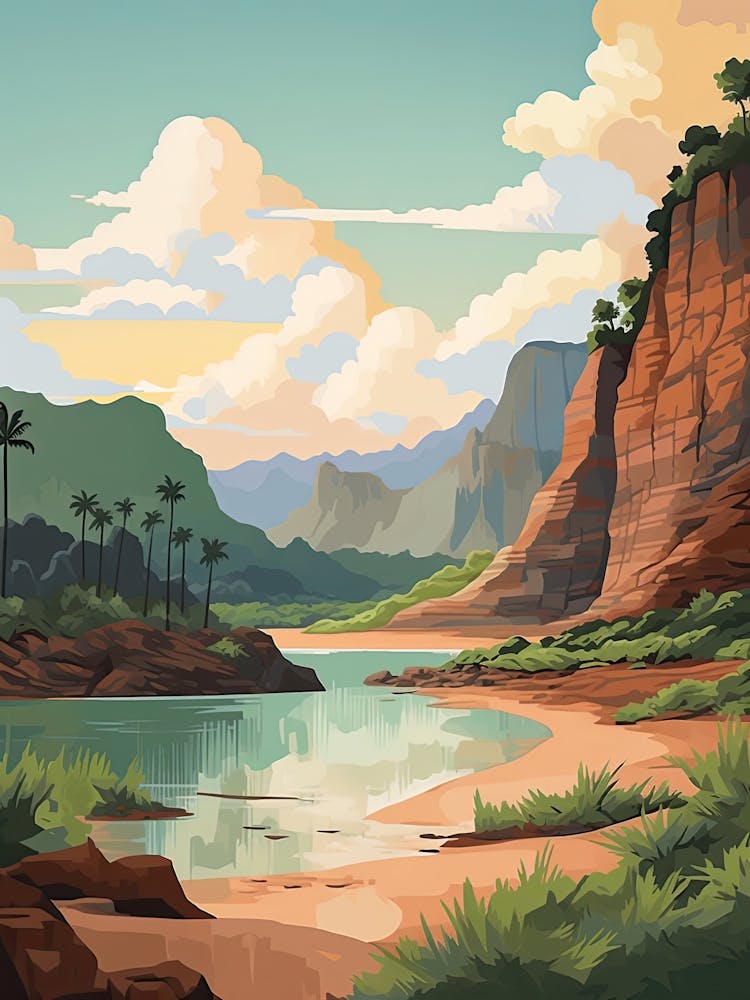 Kauai Hawaii, Usa, Graphic Illustration 2