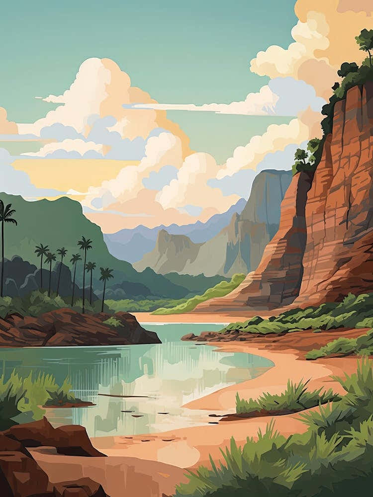 Kauai Hawaii, Usa, Graphic Illustration 2