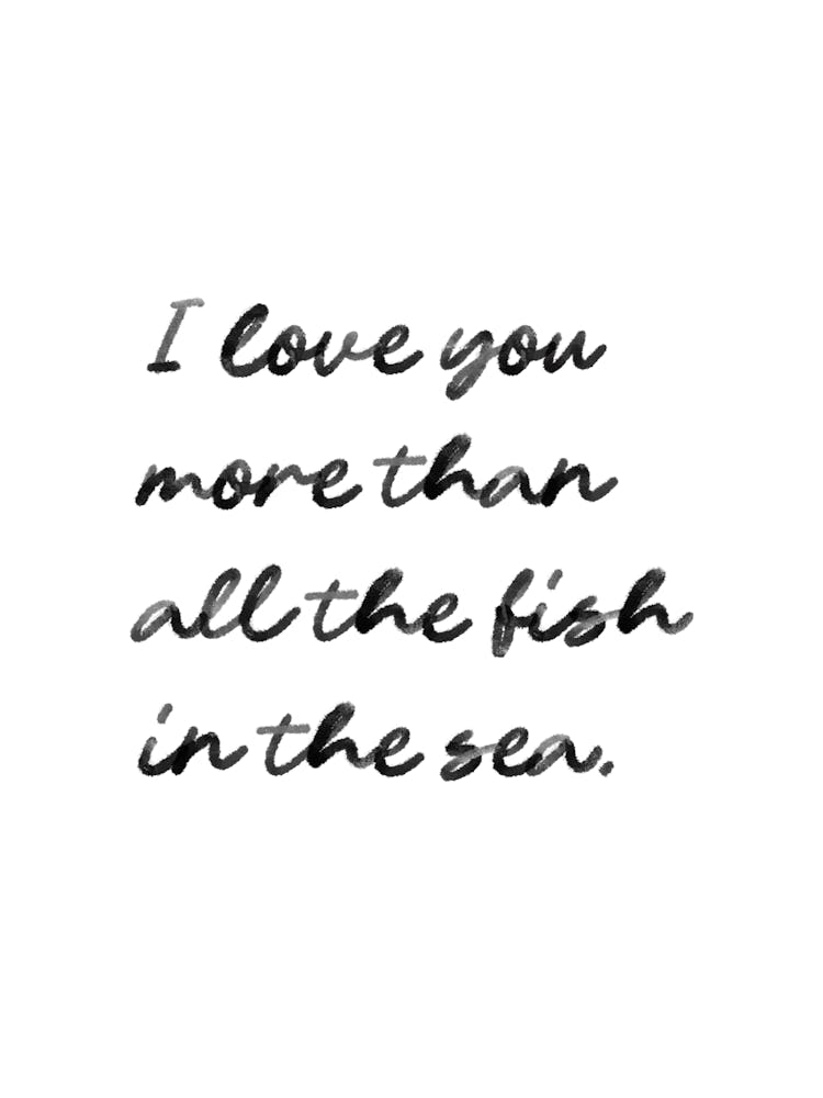 Printable Love Poster "I Love You More Than All the Fish in the Sea", Gift for Wife, Valentines Day, Love Wall Art
