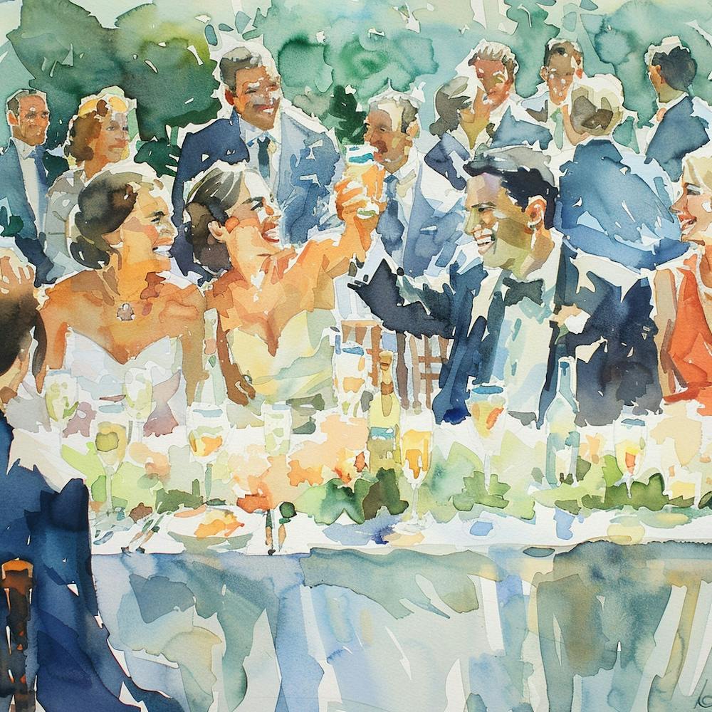 Watercolor Wedding Reception Toast 17