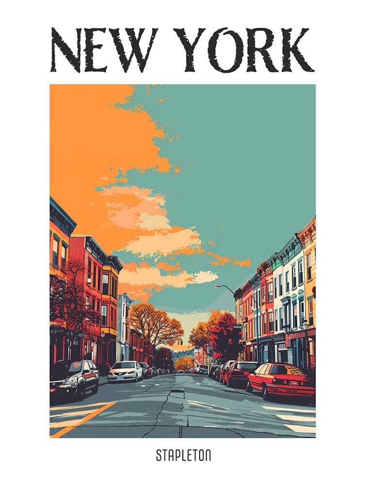 Stapleton New York Bunte Siebdruck-Illustration 3 Poster