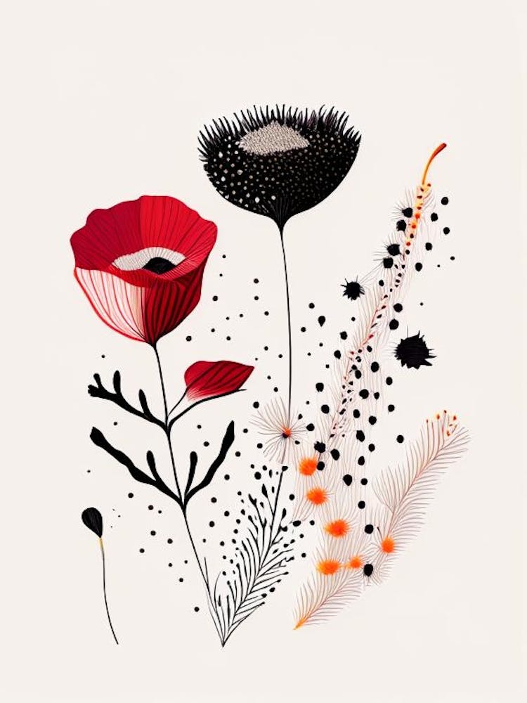 Poppy Seeds Spices And Herbs Minimal Line Drawing 4