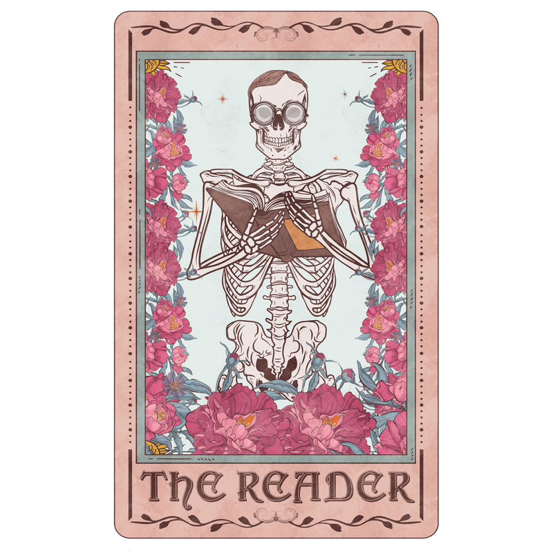 The Reader Skeleton Book Tarot Card