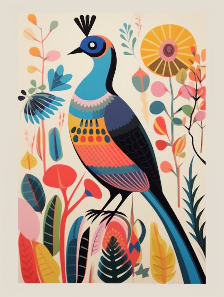 Farbenfroher Skandinavischer Vogel Fasan 6