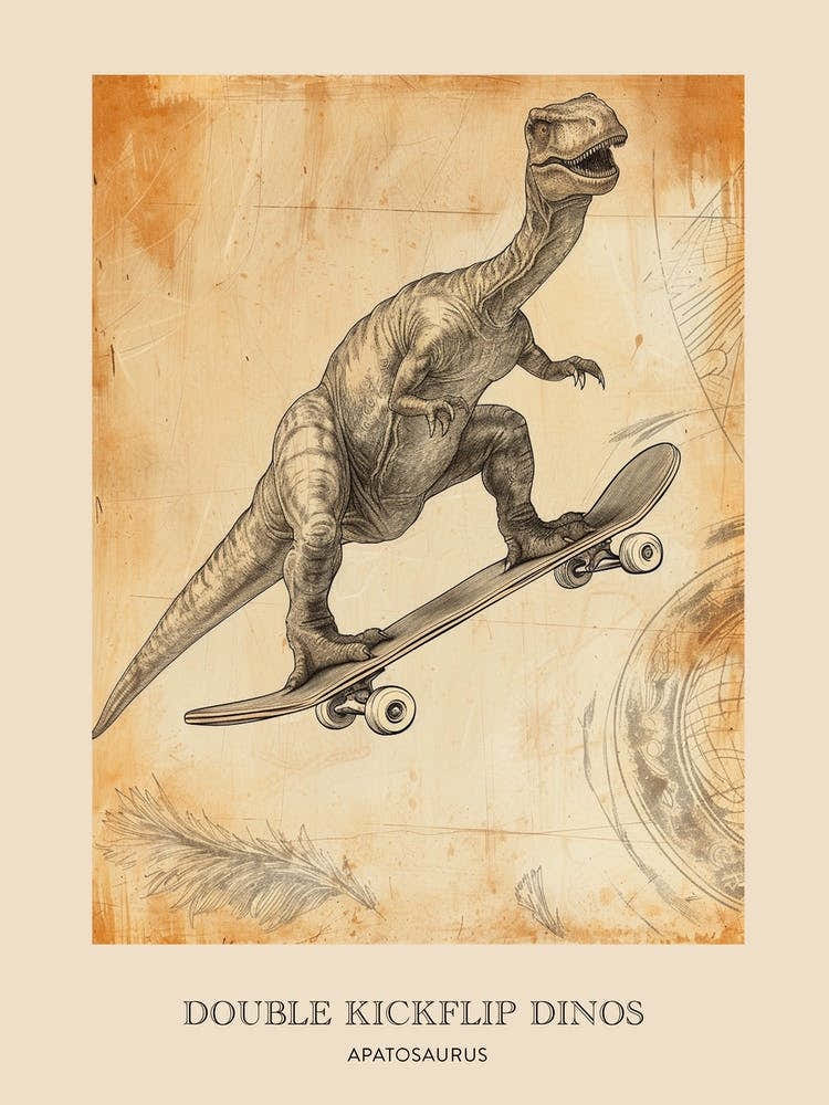 Apatosaurus Vintage Dinosaur Poster 1