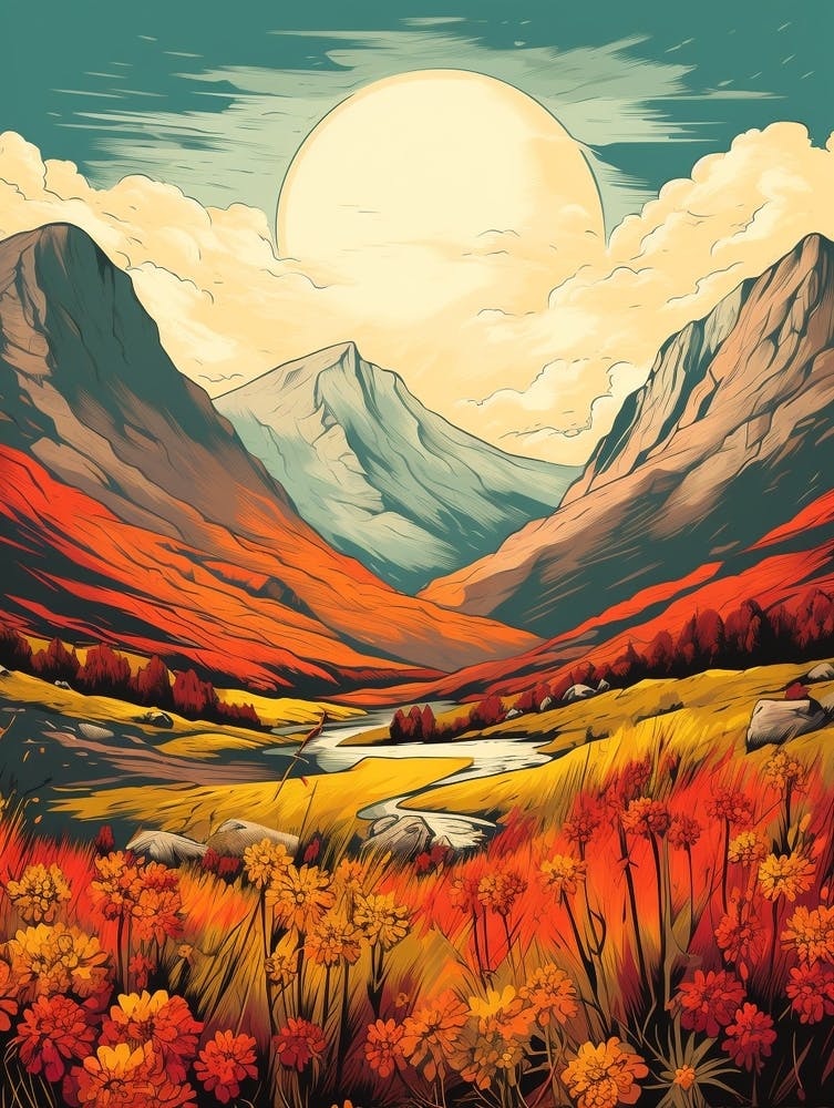 Ben Nevis Scotland 2 Vintage Travel Illustration