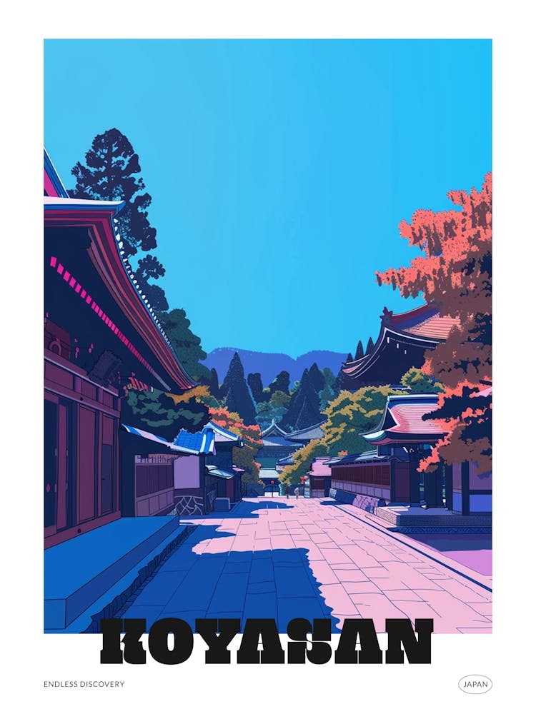 Koyasan Japan 2 Colourful Travel Poster