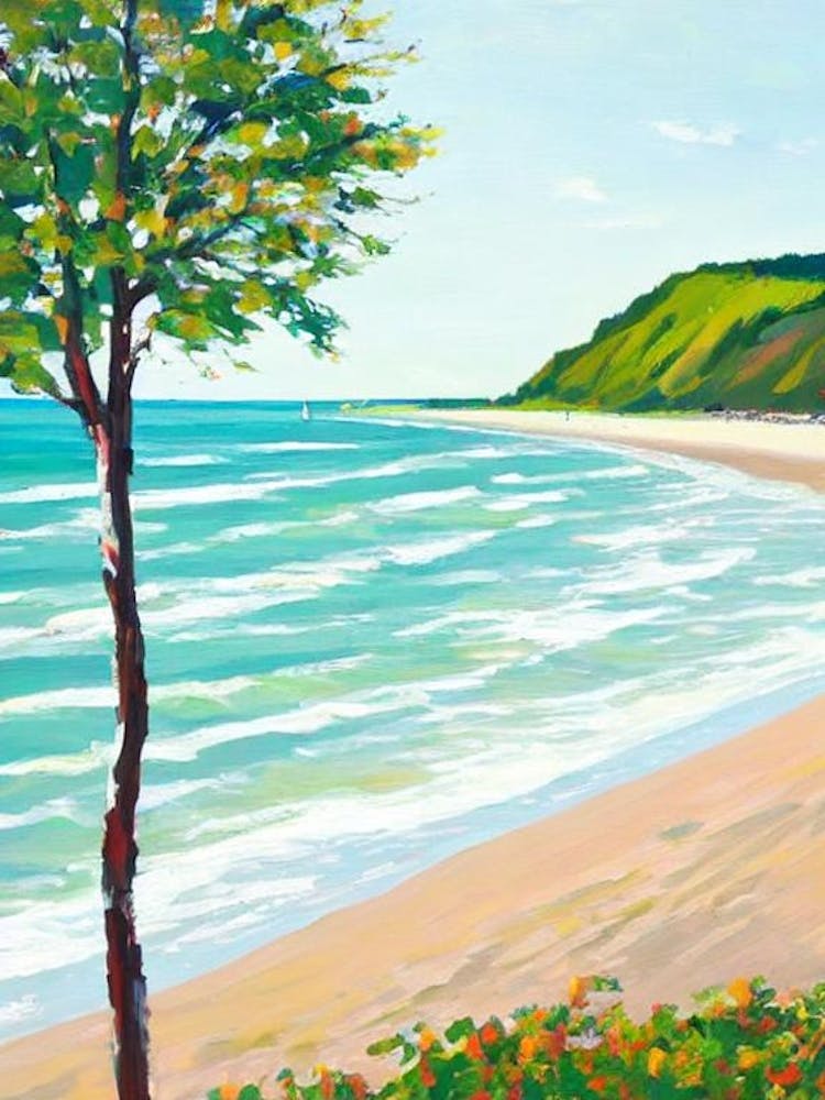 Plage Du Touquet, France Contemporary Illustration  