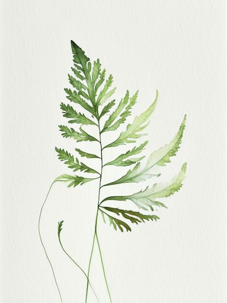 Sweet Cicely Leaf Minimalist Watercolour