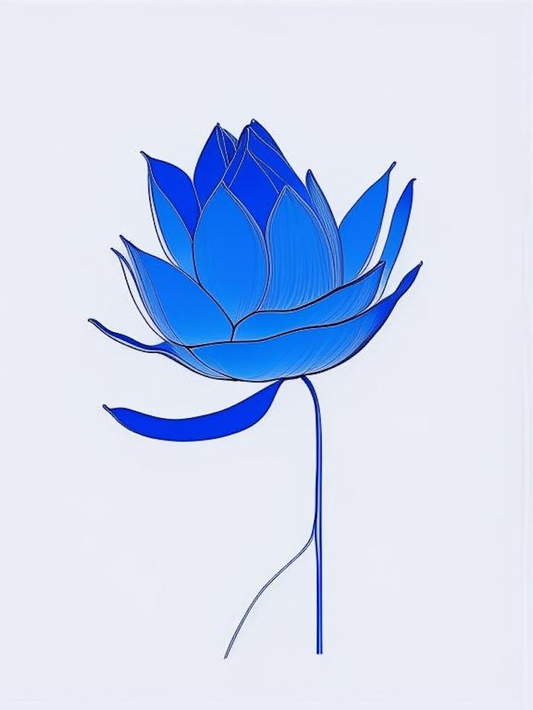 Blue Lotus Minimal Line Drawing 6