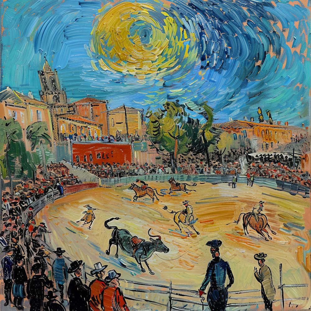 Van Gogh Style. Bullfighting at Arles Series 2