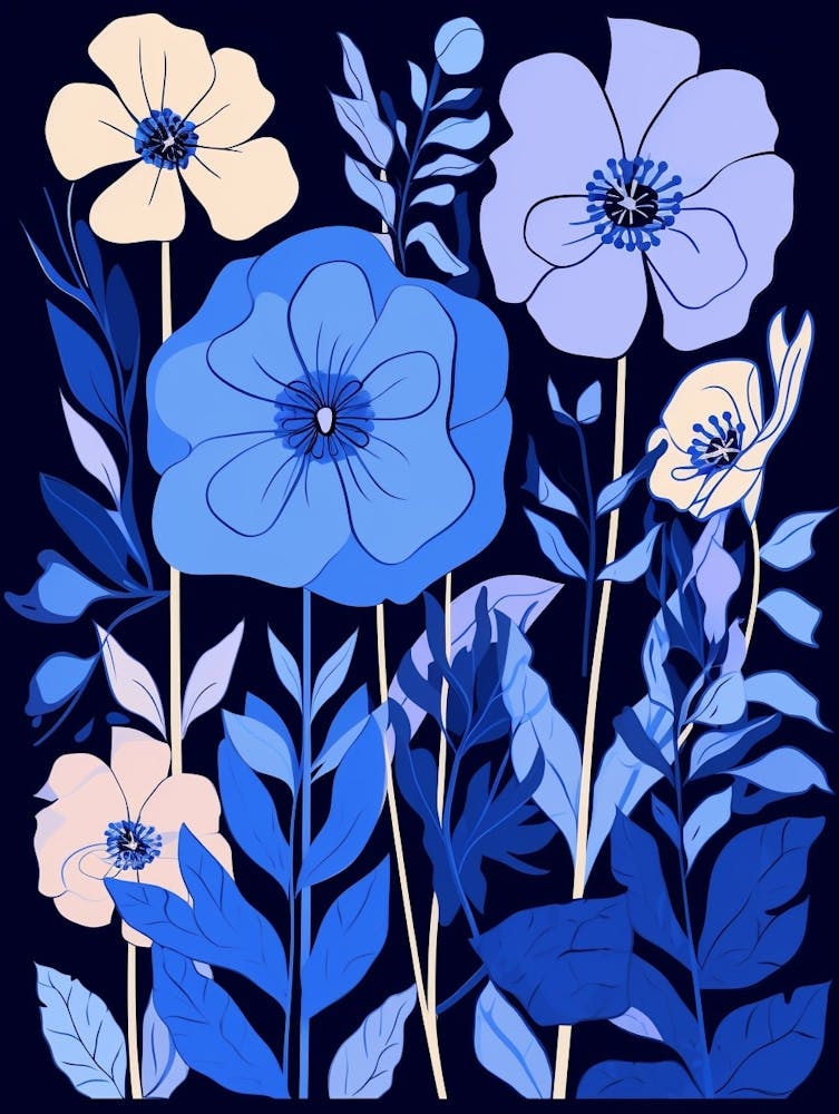 Blue Flower Illustration Larkspur