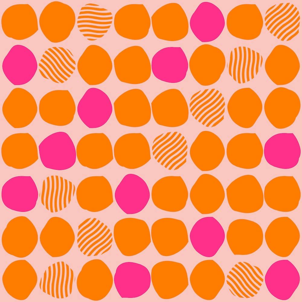 Vibrant Orange And Pink Polka Dot Pattern Square