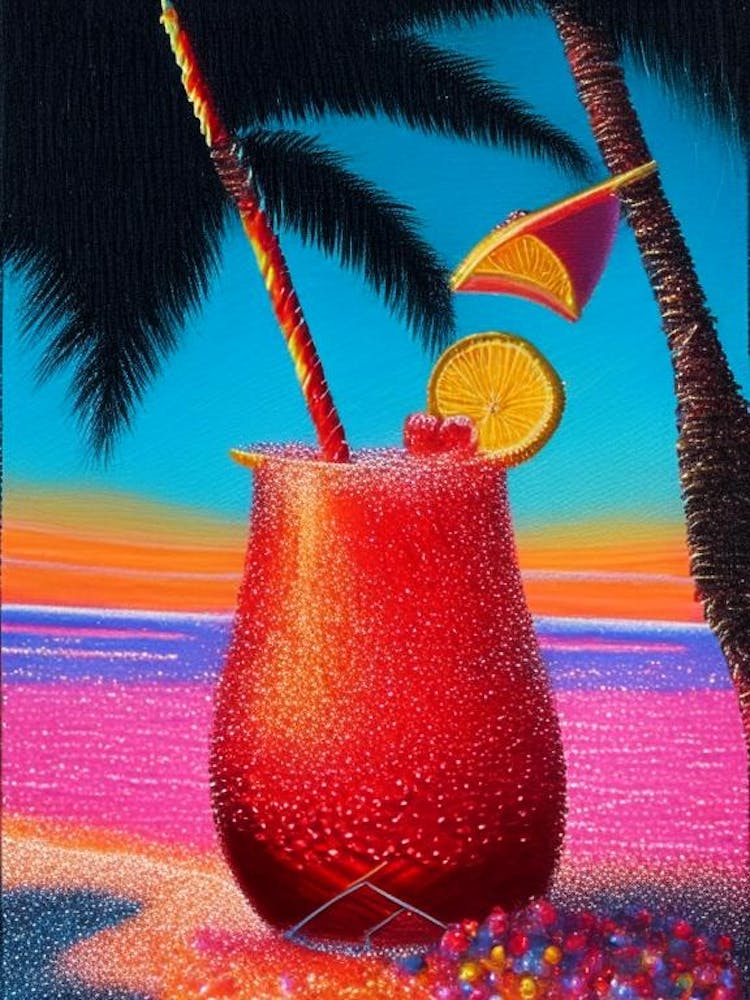 Bahama Mama Pointillism Cocktail Poster