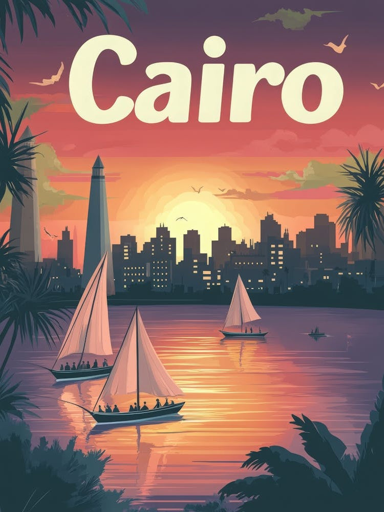 Aihrgdesign A 1970s Inspired Travel Poster For Cairo