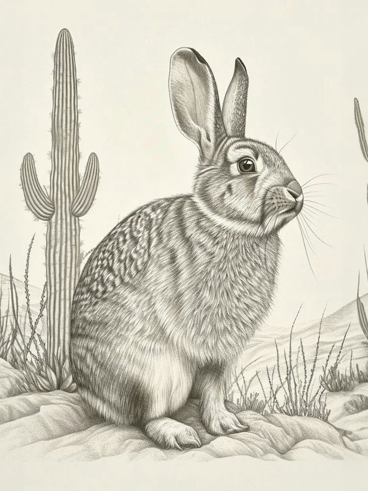 American Fuzzy Rabbit Drawing 4