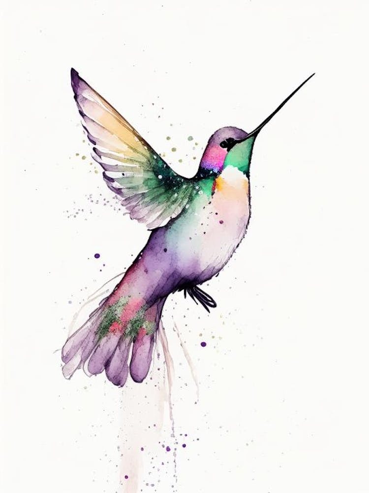 Anna S Hummingbird Minimalist Watercolour 3
