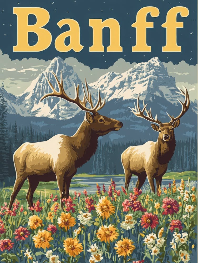 Aihrgdesign A Retro Travel Poster For Banff 1