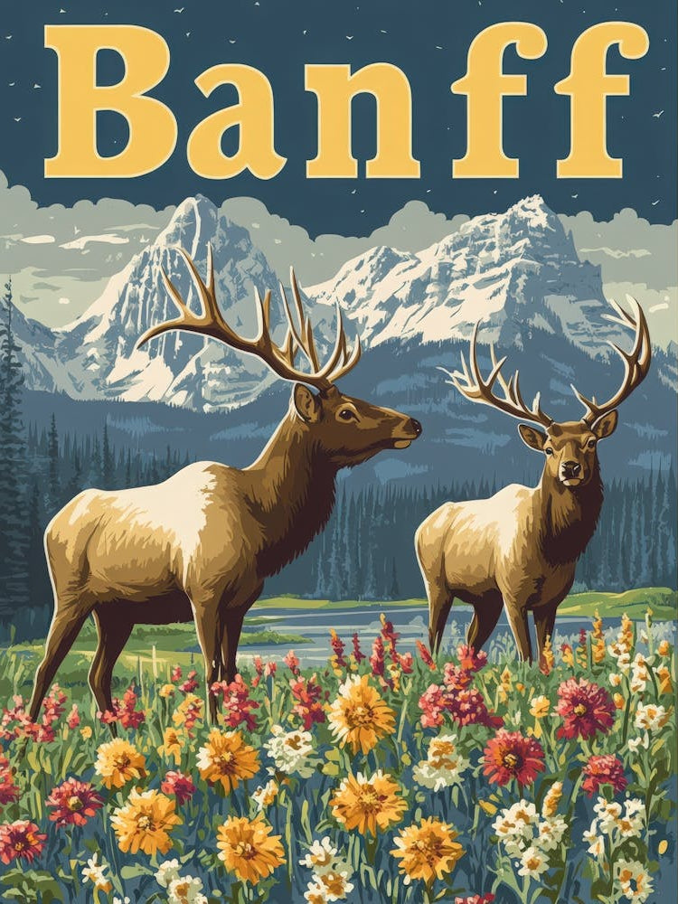 Aihrgdesign A Retro Travel Poster For Banff 1