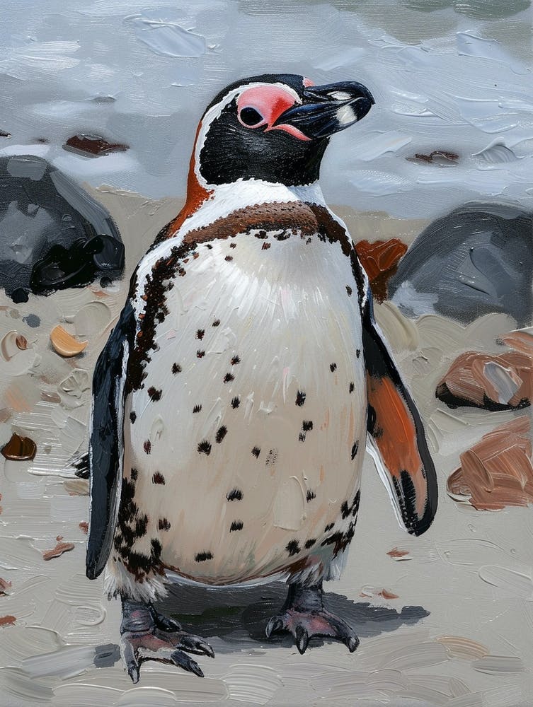 African Penguin Saunders Island Oil Painting 3