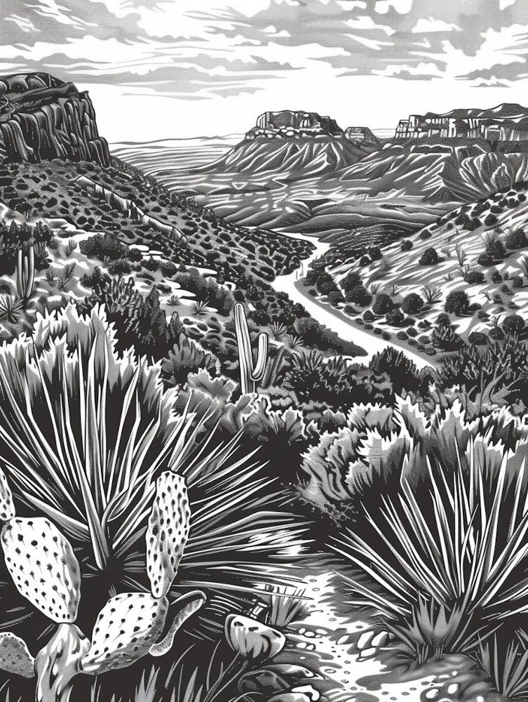 Illustration bichromie - Mount Bonnell Austin Texas 2