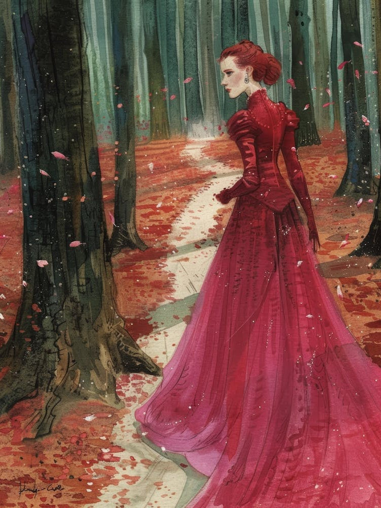 Red Dress In The Woods
