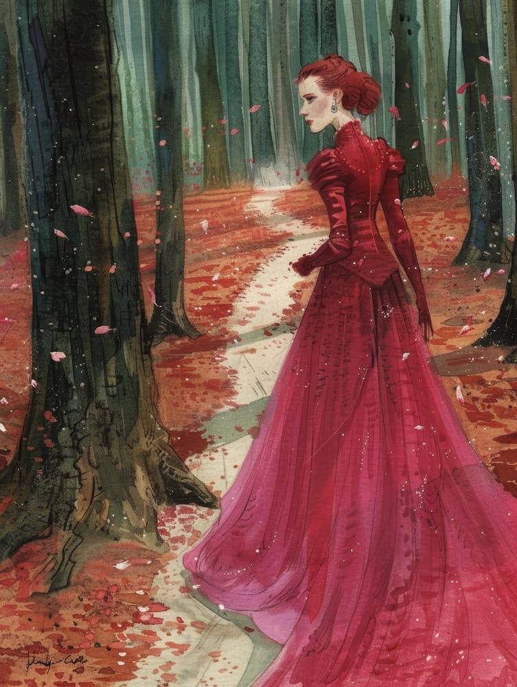 Red Dress In The Woods
