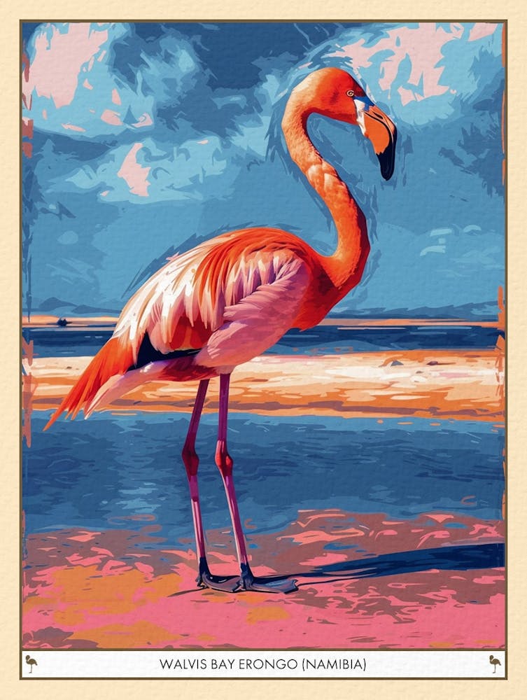 Greater Flamingo Walvis Bay Erongo Namibia Tropical Illustration 3 Poster