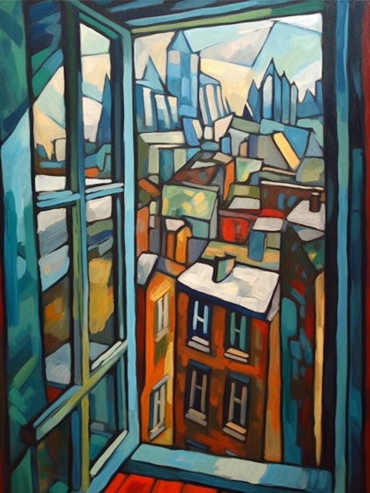 Window View Of Toronto Canada In The Style Of Cubism 3