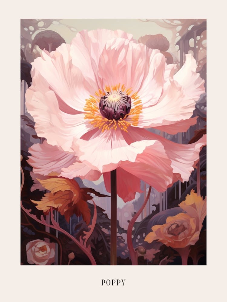 Floral Illustration Poppy 4 Poster
