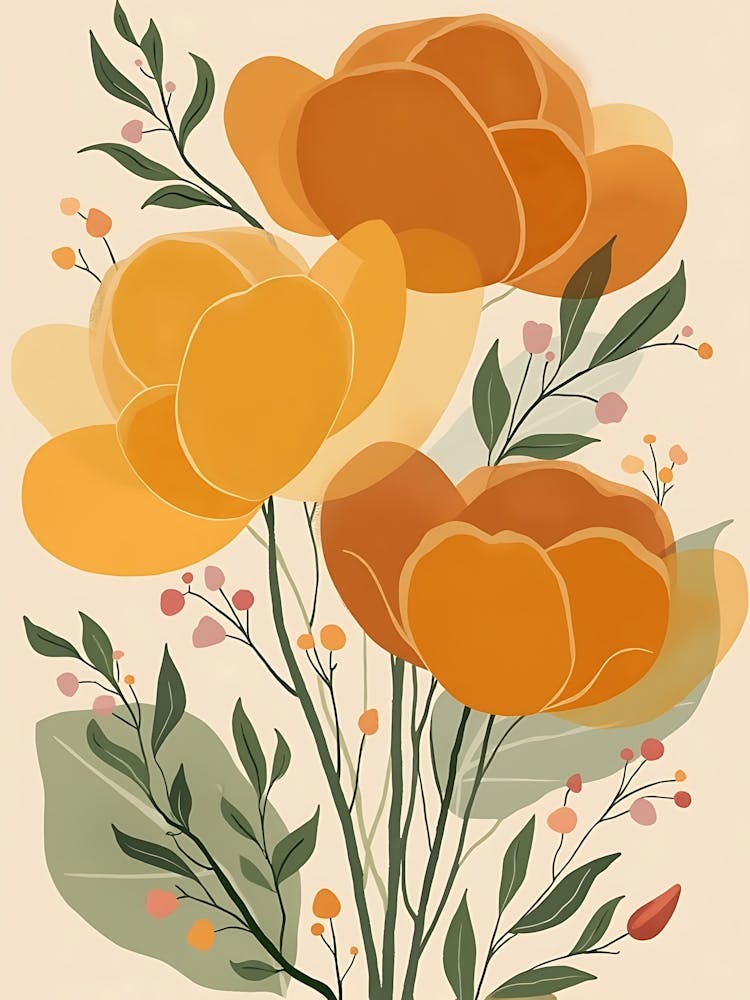Orange Flowers In A Vase 1