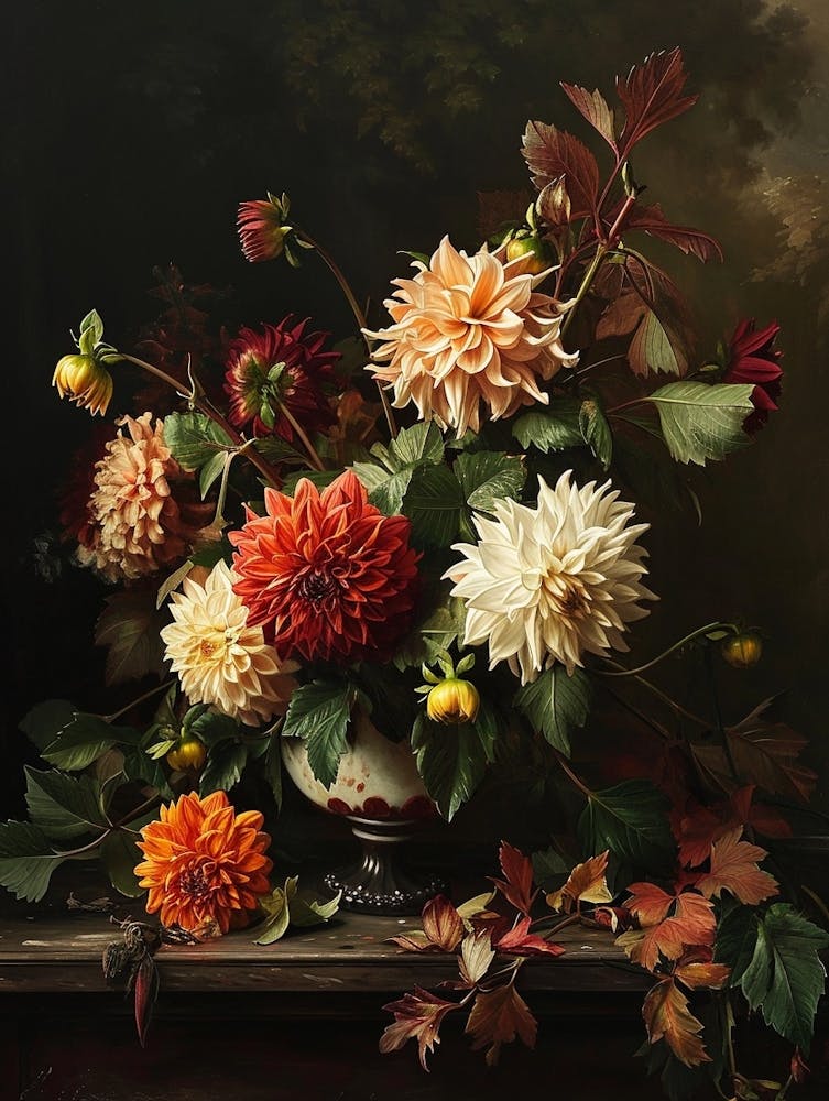 Baroque Floral Still Life Dahlia 4