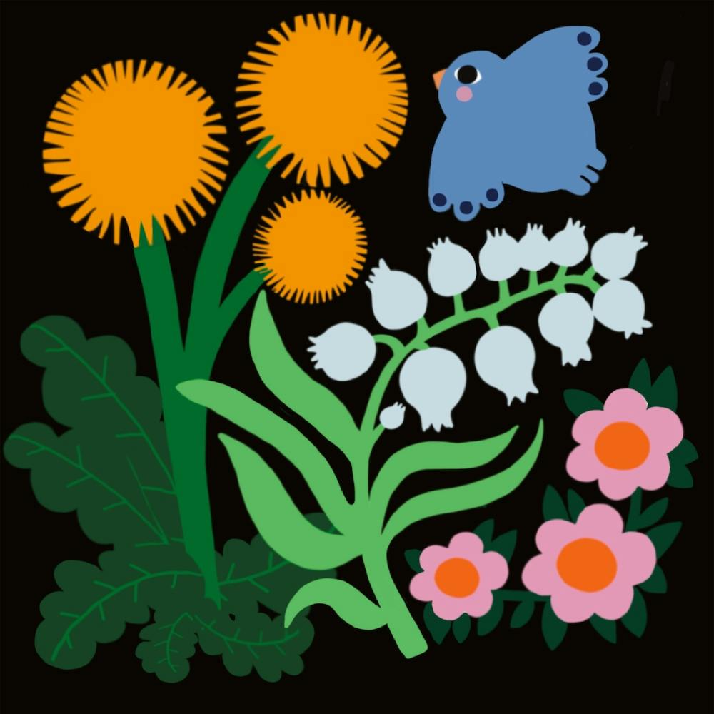 Bird And Flowers Square