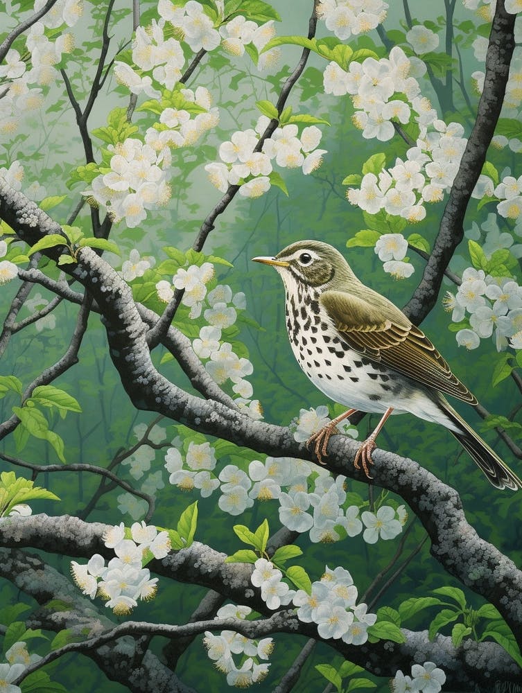Ohara Koson Inspired Bird Painting Hermit 3