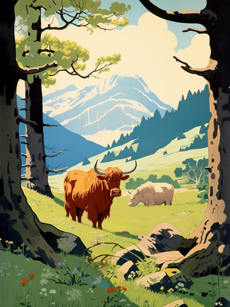 Animated Cows In The Valley