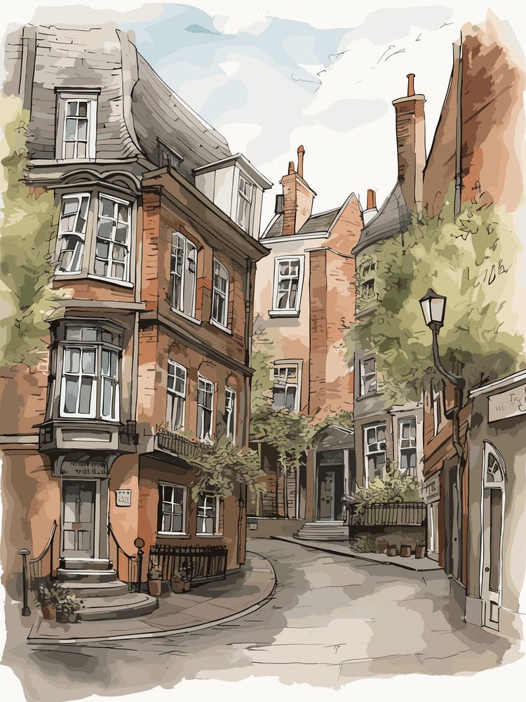 Spitalfields London Neighborhood Watercolour 4