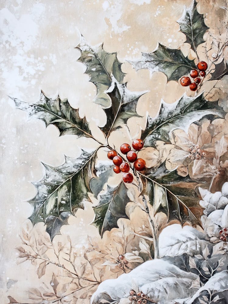 Christmas Beige Winter Painting
