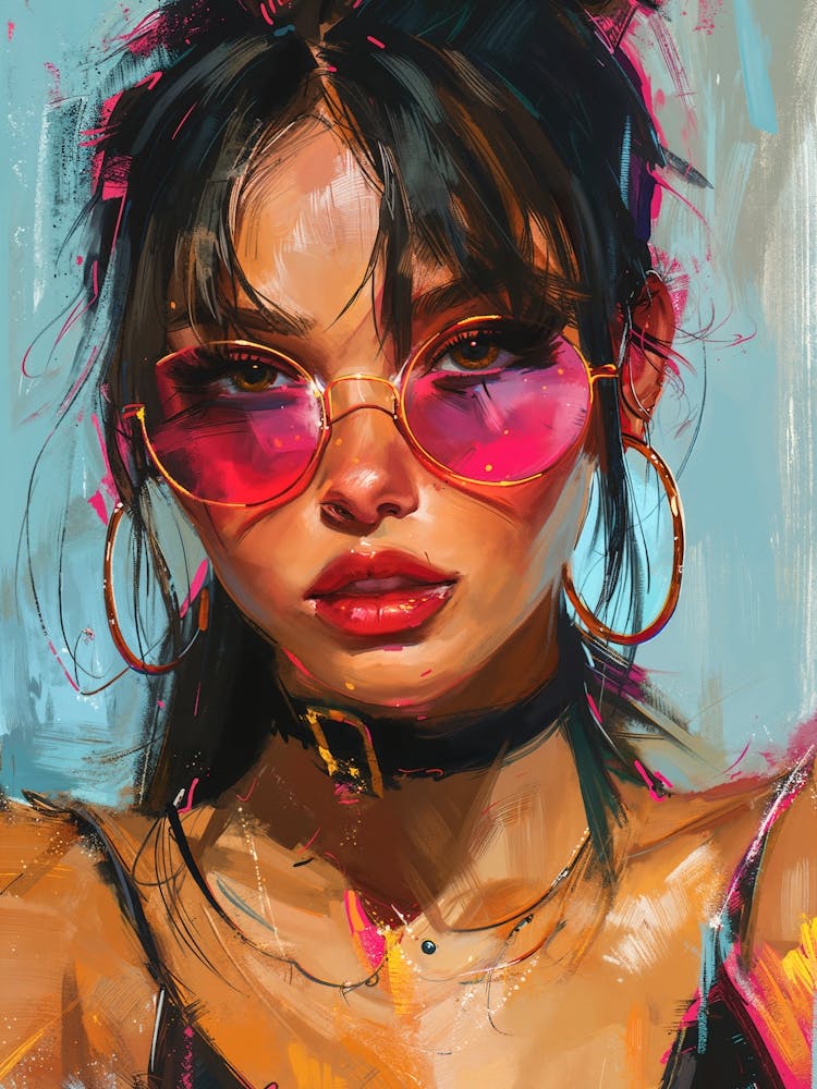 Sexy Girl With Sunglasses oil painting