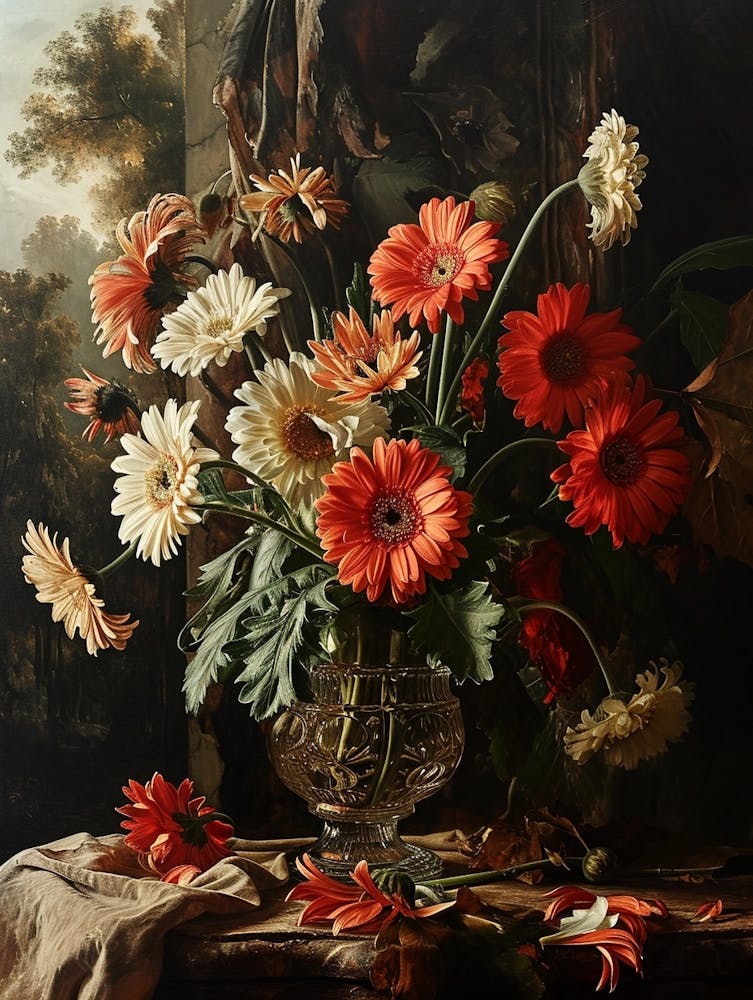 Baroque Floral Still Life Gerbera Daisy 1