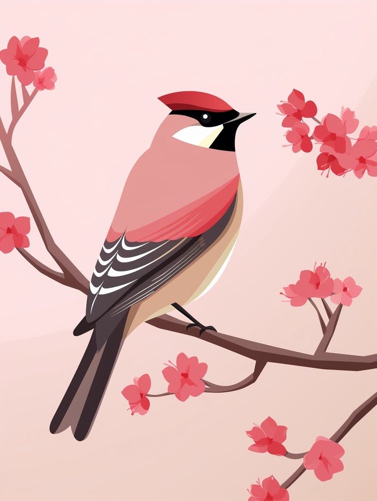 Minimalist Cedar Waxwing 3 Illustration