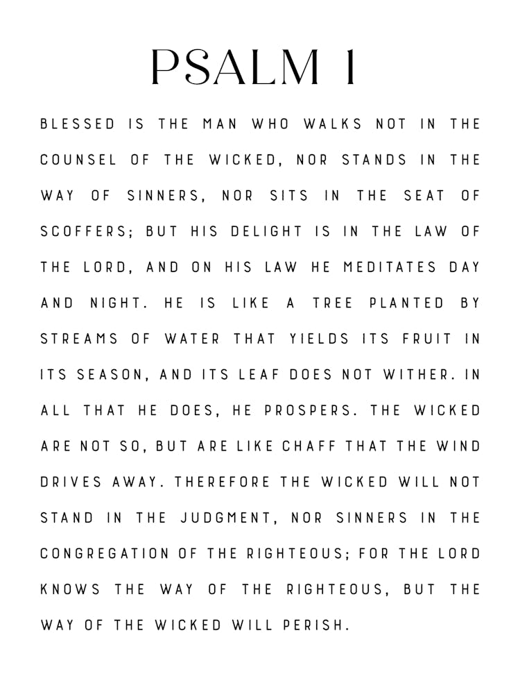 Psalm 1 Printable, Bible Verse Print, Minimalist Quote, Faith Prayer, Digital Download, Scripture Wall Art, Typography Decor, Christian Gift