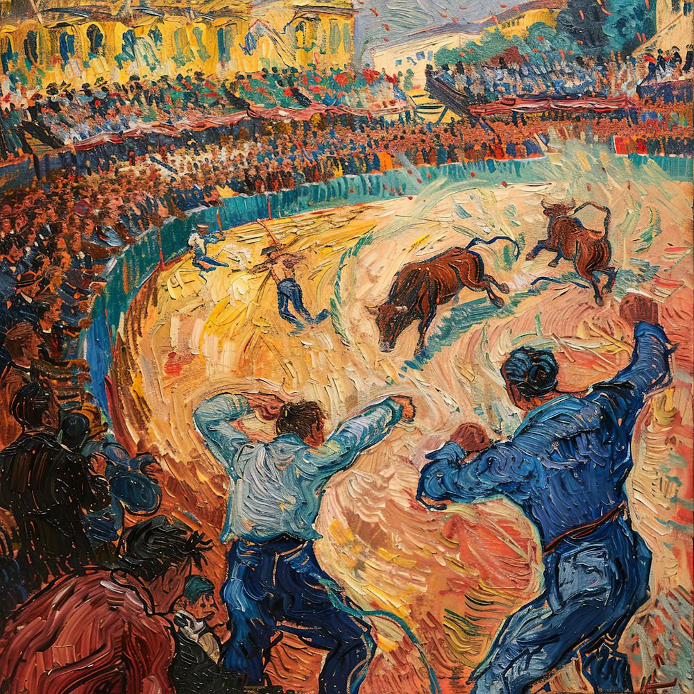Van Gogh Style. Bullfighting at Arles Series 1
