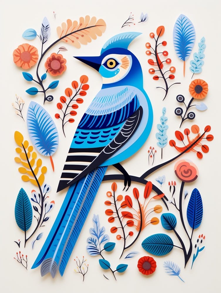 Scandinavian Bird Illustration Blue Jay 4