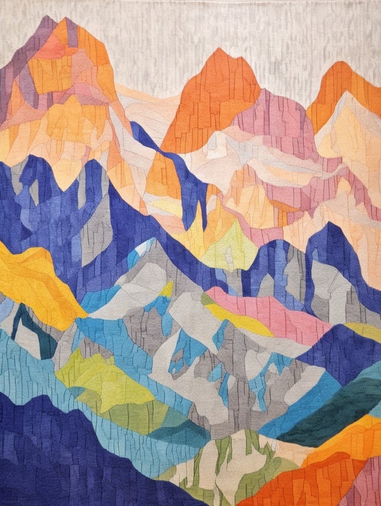 Zugspitze Germany 1 Colourful Mountain Illustration