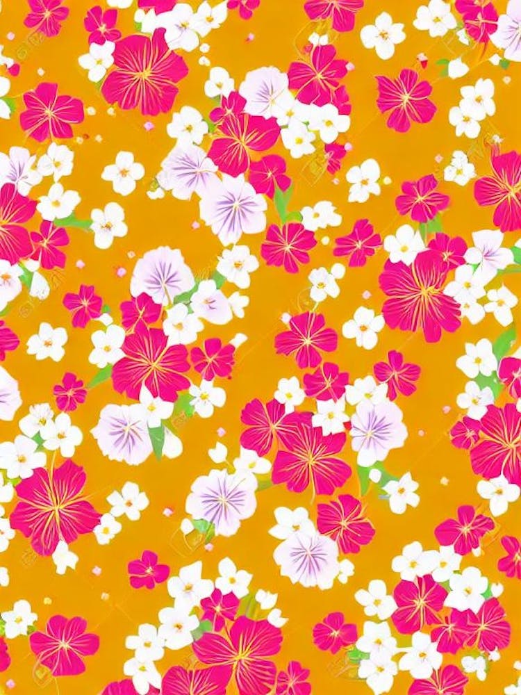 Phlox Floral Print Retro Pattern 2 Flower