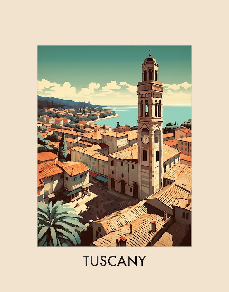 Toskana Italien 5 Vintage Reiseposter