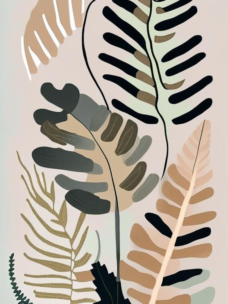 Shield Fern Wildflower Modern Muted Colours